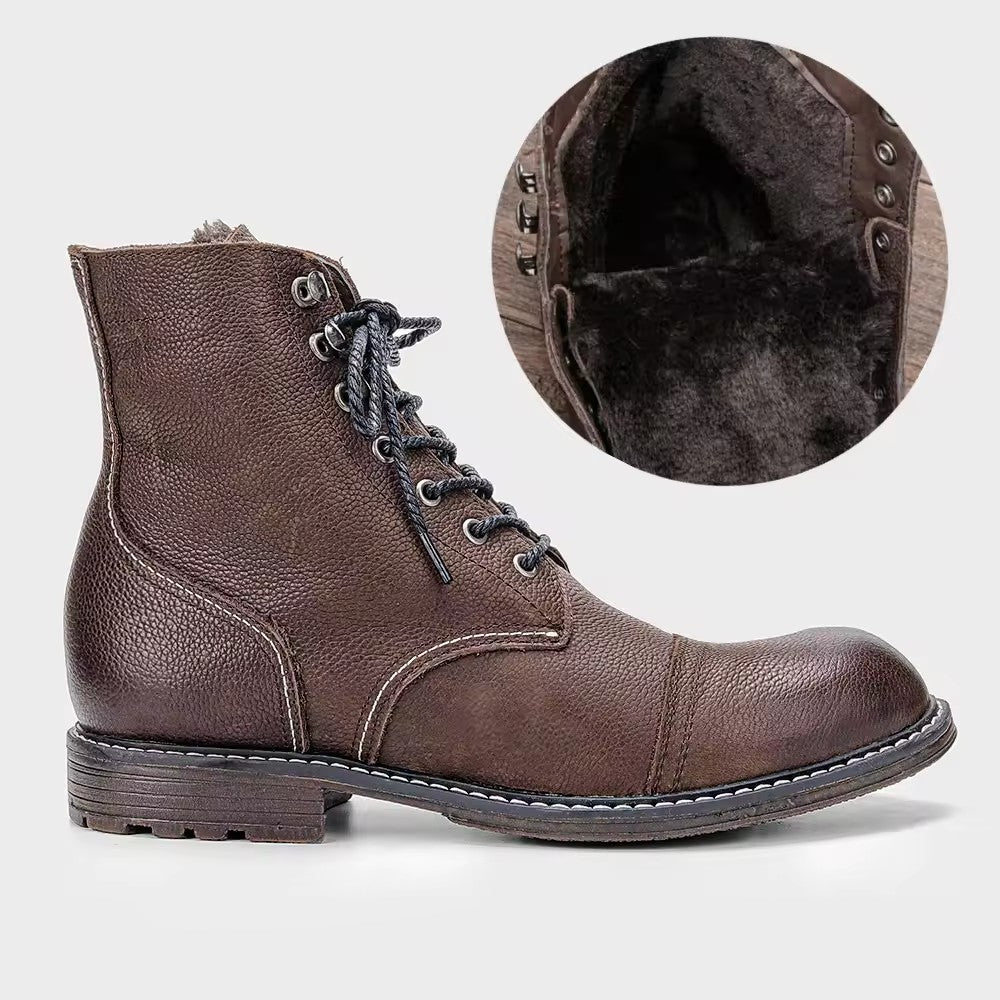 Factory Cowhide Winter Warm Tactical Boots Outdoor Sports Fleece Desert Boots Combat Tooling Training Boots